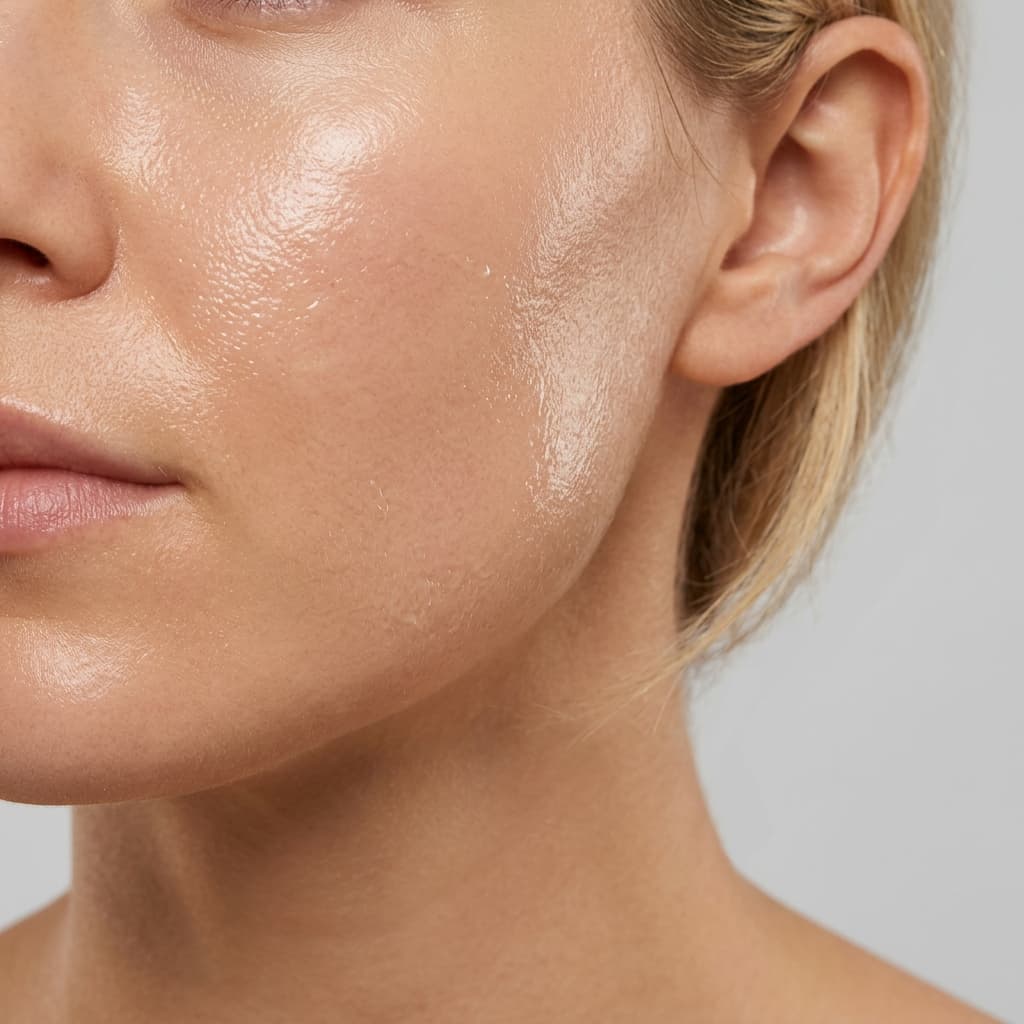 Clinical study participant skin after 14-day Aurelia ritual showing improved hydration and barrier integrity